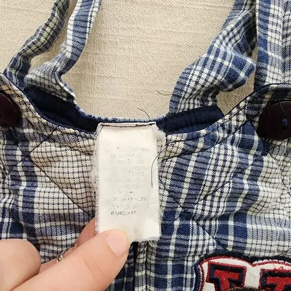 Vintage Football Plaid Quilted Overalls 0-3 months - Picture 4 of 6
